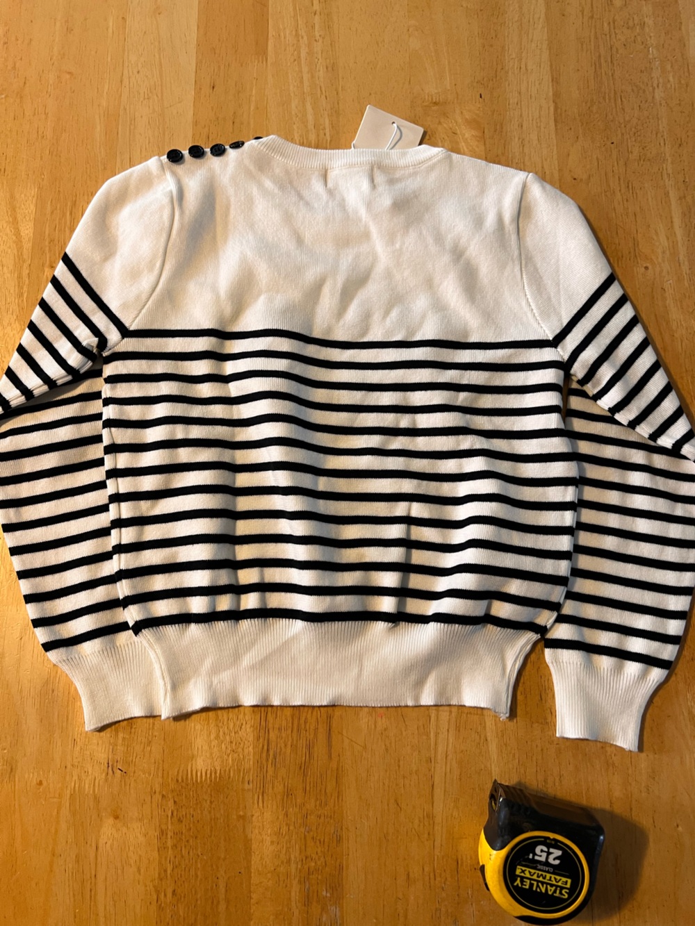 Celine White & Black Striped 'Paris' Knit Sweater - Picture 5 of 6